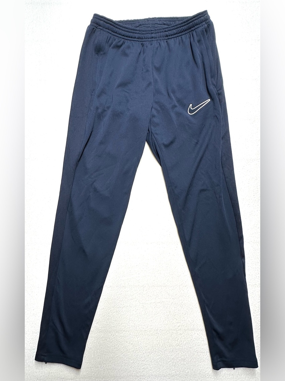 Nike Dri-FIT Men’s Small Navy Blue Soccer Training Track Pants Zip Ankle Mesh
